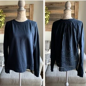 J. Crew Crochet Back Sweatshirt - Navy